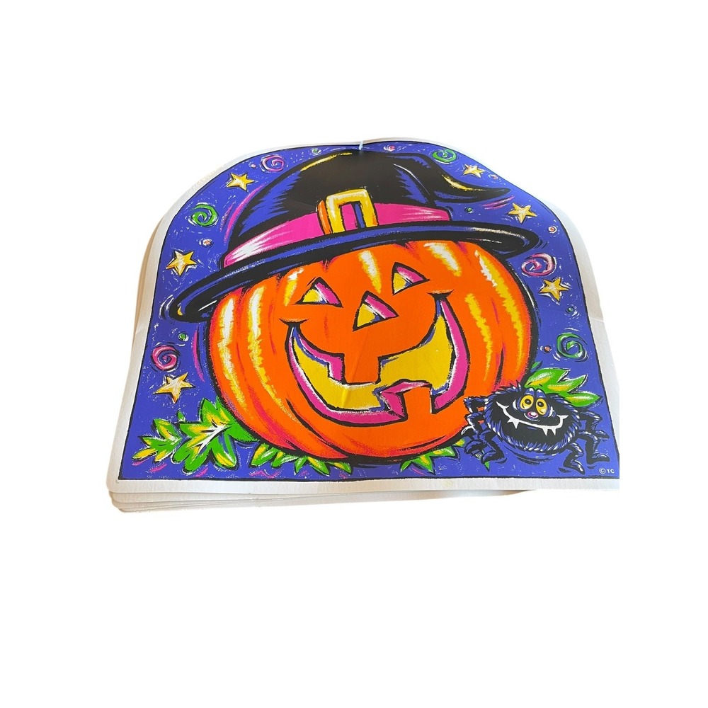 Vintage Halloween Pumpkin Placemats Vinyl Set Of‎ 4 80s 90s